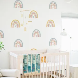 10 Pcs Rainbow With Flowers Peel And Stick Wall Stickers