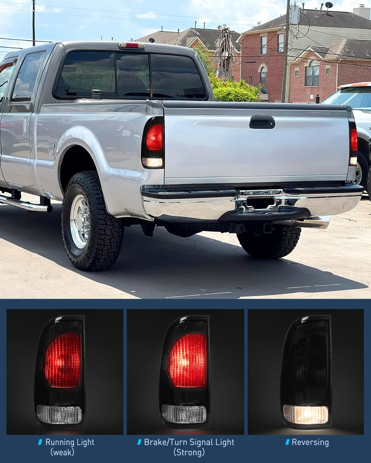 1997-2003 Ford F150 1997-1999 Light Duty 1999-2007 Ford Super Duty Tail light Assembly Smoke Housing Rear Lamp Replacement OE Style Driver Side