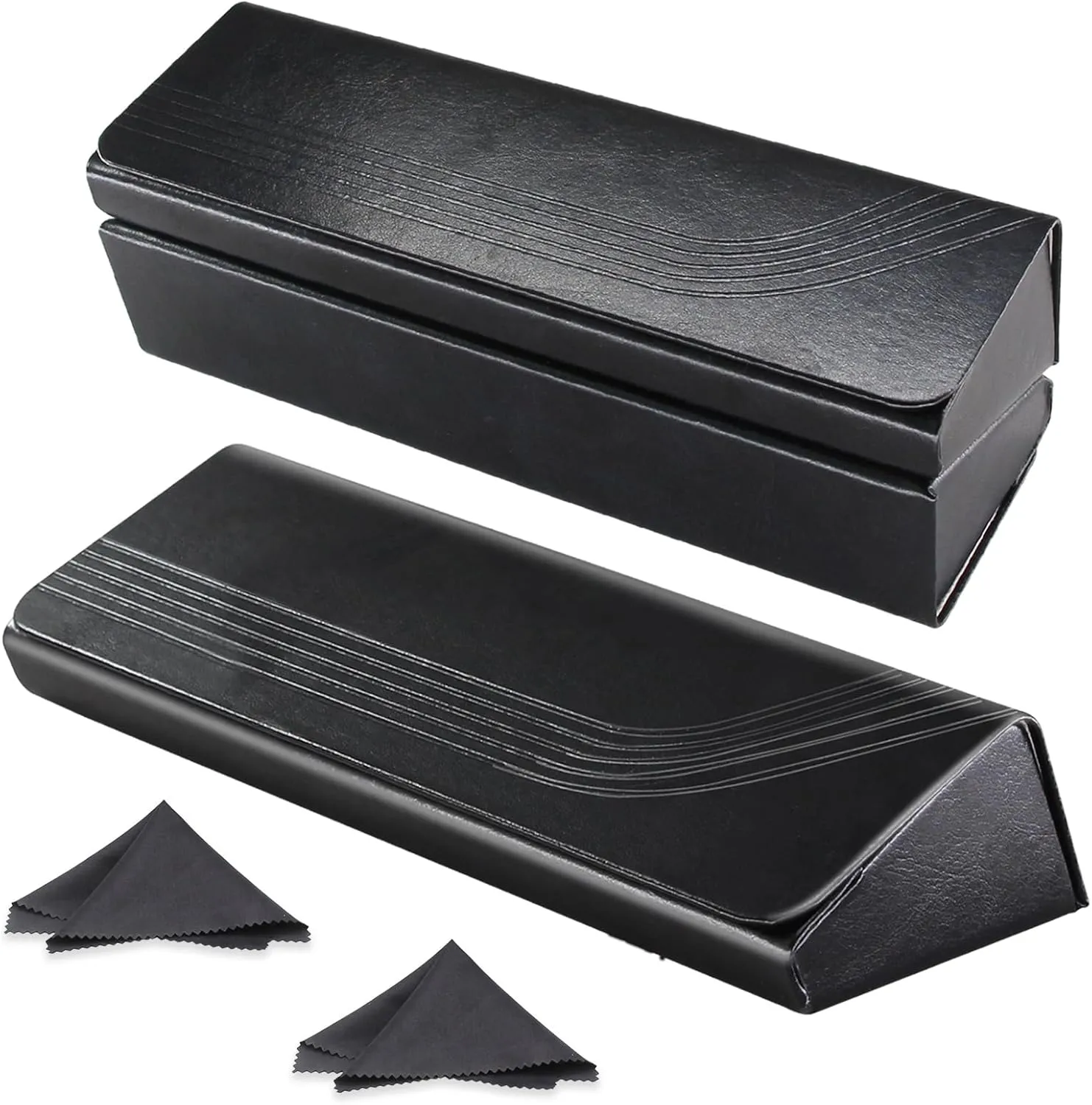 2 Pack Hard Shell Eyeglass Case??Sunglasses & Glass Case With Cleaning Cloth Lightweight Large Portable for men women