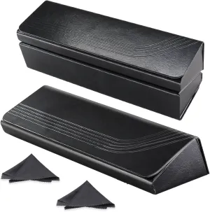 2 Pack Hard Shell Eyeglass Case??Sunglasses & Glass Case With Cleaning Cloth Lightweight Large Portable for men women