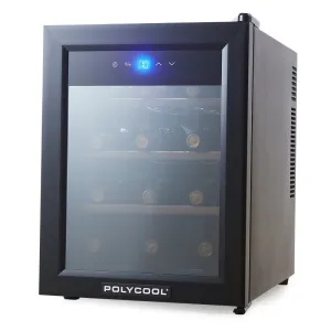 33L 12 Bottle Wine Bar Fridge | Countertop Cooler | Compressor | Mirrored Glass Door | Black