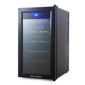 47L 18 Bottle Wine Bar Fridge | Countertop Cooler | Compressor | Mirrored Glass Door | Black
