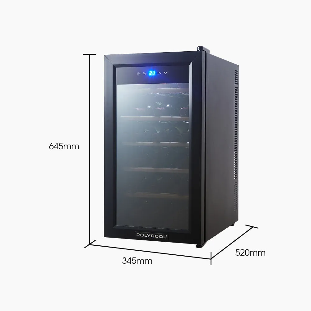 47L 18 Bottle Wine Bar Fridge | Countertop Cooler | Compressor | Mirrored Glass Door | Black