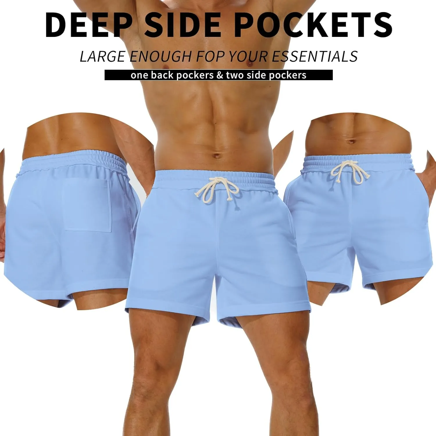 AIMPACT Mens Athletic Gym Shorts 5/5.5 Inch Cotton Casual Shorts Elastic Waist Joggers Sports Sweat Shorts with Pockets