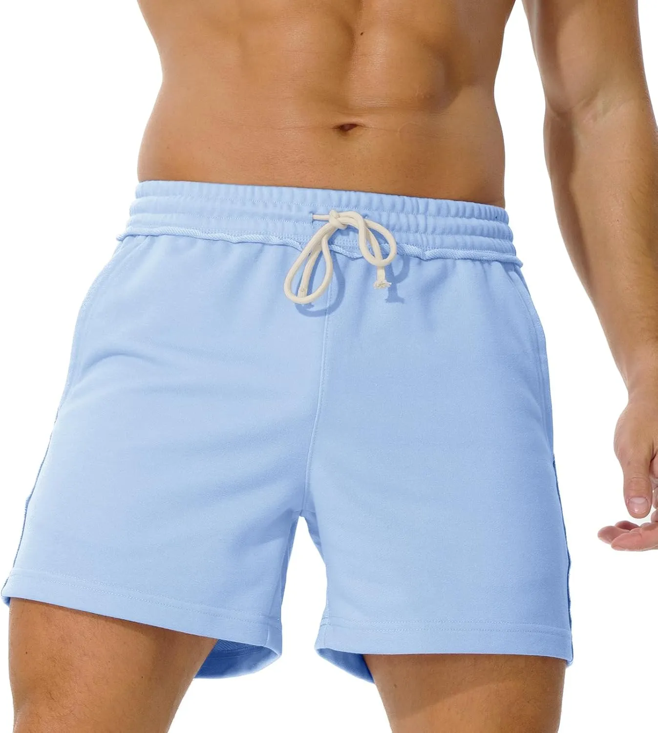 AIMPACT Mens Athletic Gym Shorts 5/5.5 Inch Cotton Casual Shorts Elastic Waist Joggers Sports Sweat Shorts with Pockets
