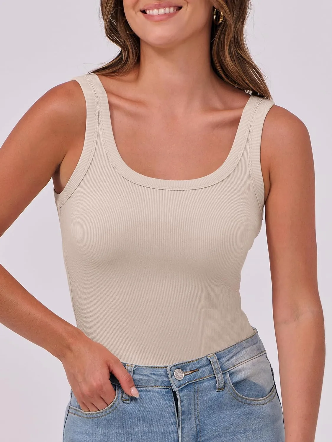ANRABESS Womens Sleeveless Scoop Neck Tank Top Ribbed Fitted Summer Basic Slim Cute Tops 2025