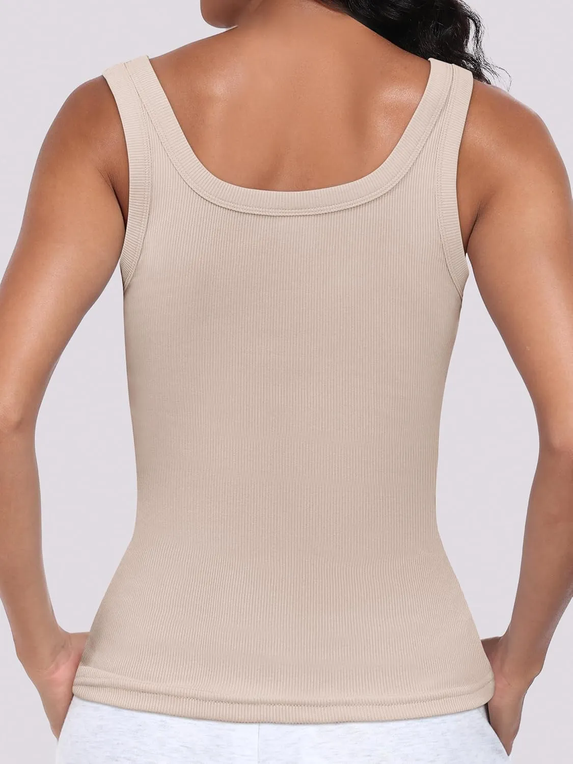 ANRABESS Womens Sleeveless Scoop Neck Tank Top Ribbed Fitted Summer Basic Slim Cute Tops 2025
