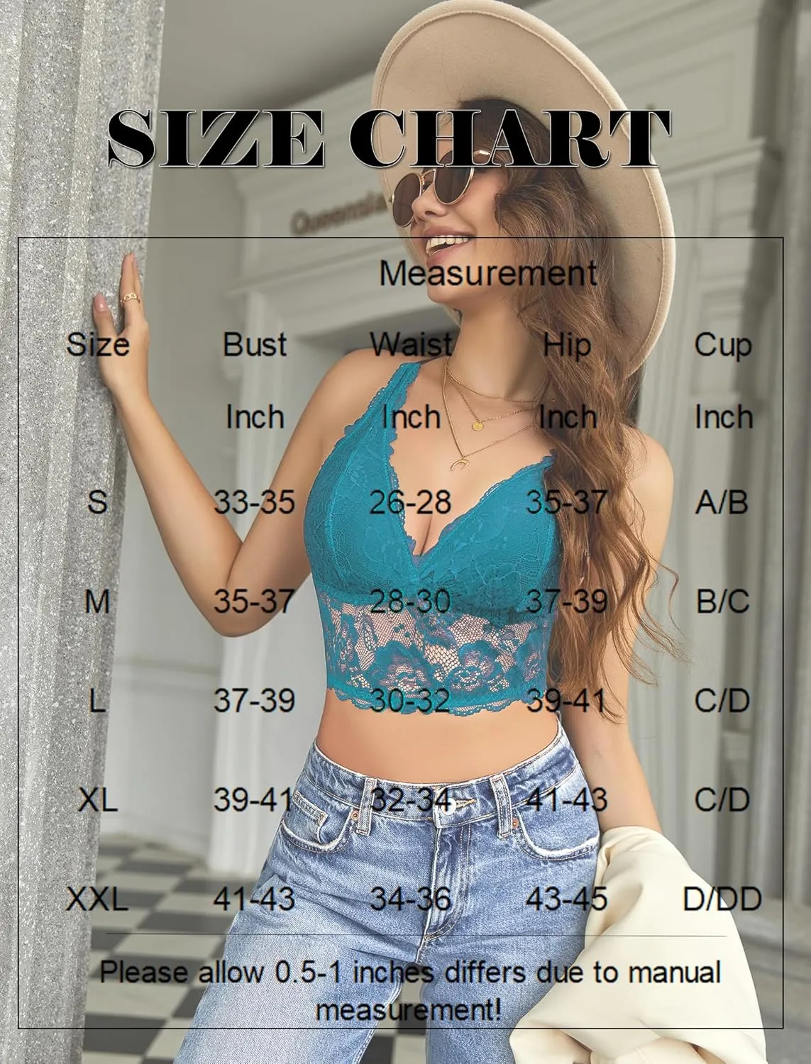 Avidlove Bralettes for Women Lace Wireless Bra V Neck Racerback Crop Top Adjustable Lingerie