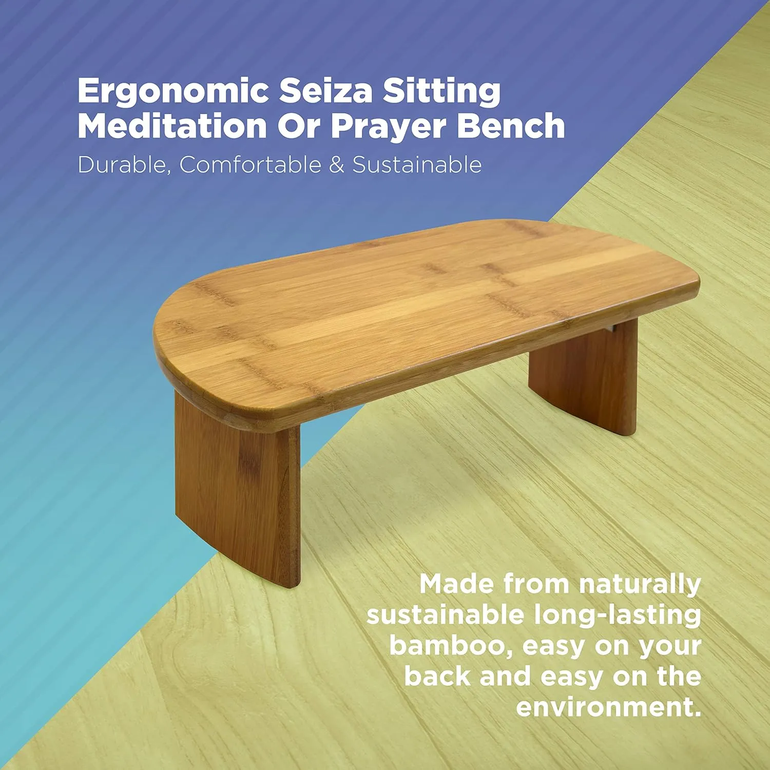 Bean Products Bamboo Meditation Kneeling Bench - Best Design - Folding Legs - Portable - Ergonomic