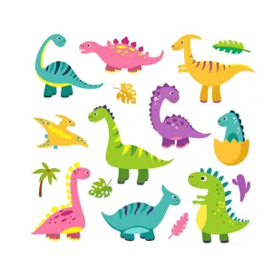 Decor Kraft PVC Vinyl Wild Animal Cartoon Dinosaur 3D Wall Stickers for Kids Room Bedroom Living Room, Size: 58 CM X 53 CM, Multicolor, Pack of 1