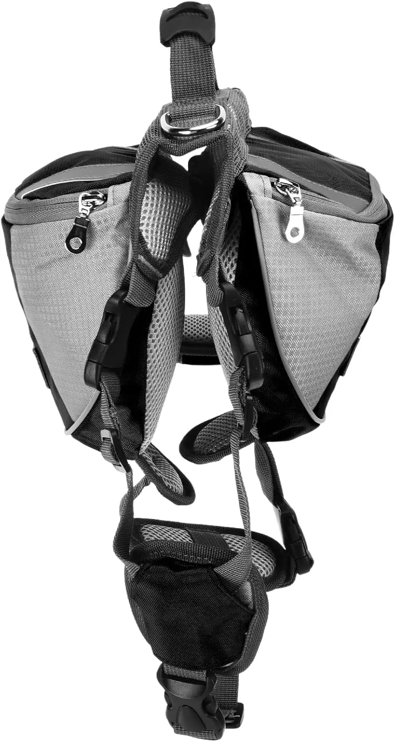 Dog Hiking Backpack, Dog Backpack Harness Dog Saddle Bag Hiking Dog Backpack with Side Pockets for Small Medium Large Dogs(L-Black)