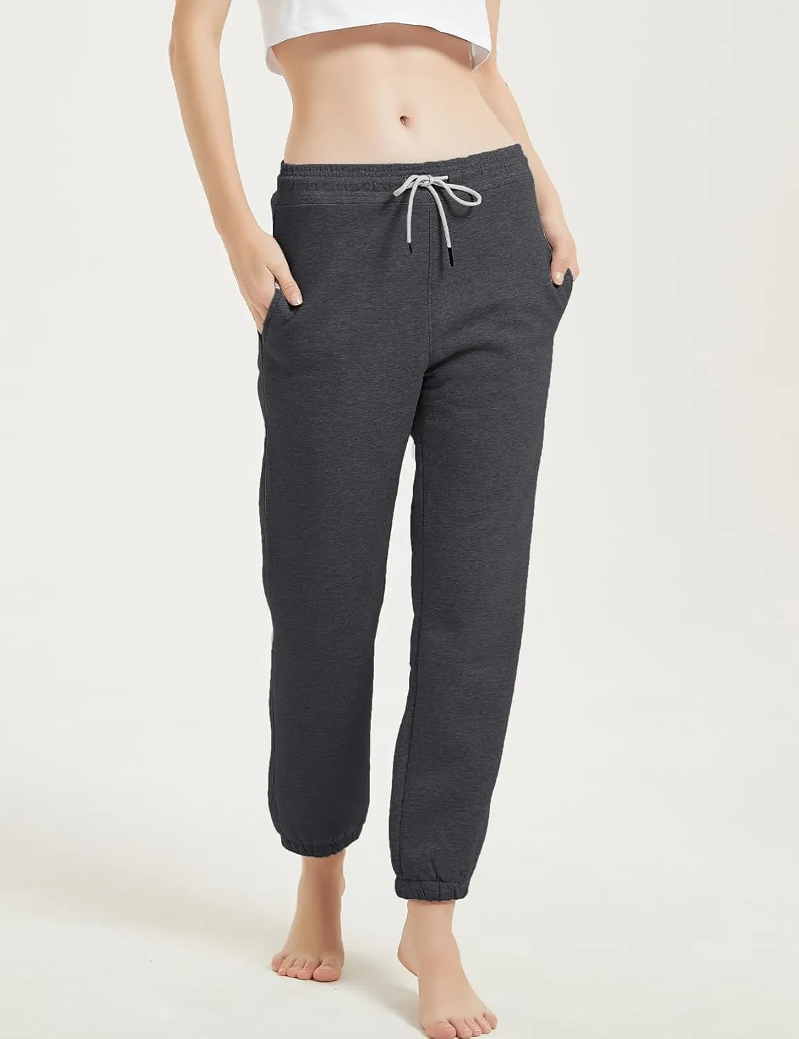Gihuo Women's Sherpa Lined Sweatpants Winter Warm Fleece Lined Sweatpants with Pockets Fleece Jogger Pants