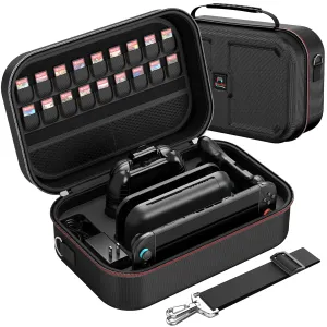 HEYSTOP Switch 2 Carry Case Compatible with Nintendo Switch 2,with 18 Games Cartridges Waterproof and Dustproof Travel Case for Switch 2 and Switch 2 Accessorieswith Handles and Shoulder Straps