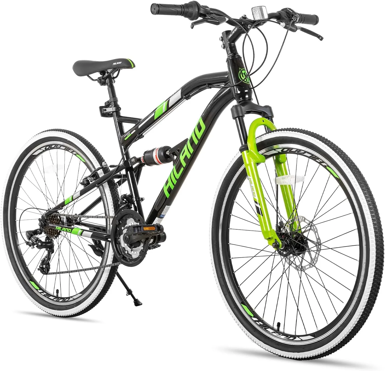 HILAND 26 Inch Mountain Bike, Full-Suspension 21 Speeds Drivetrain, MTB Bicycle for Men Mens Women Bike