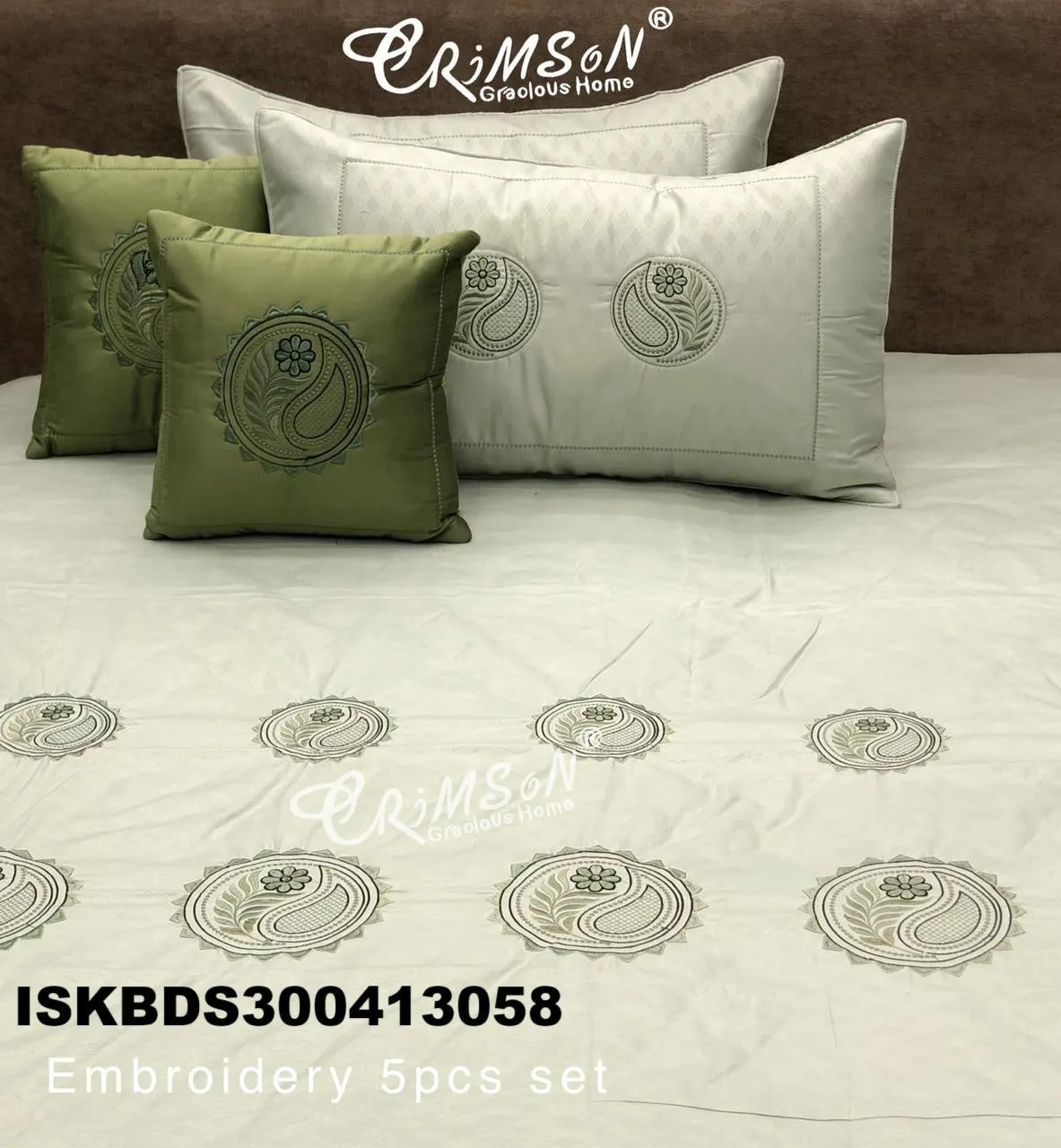 King Size Embroidered Bedsheet 5 Pc Set-ISKBDS300413058