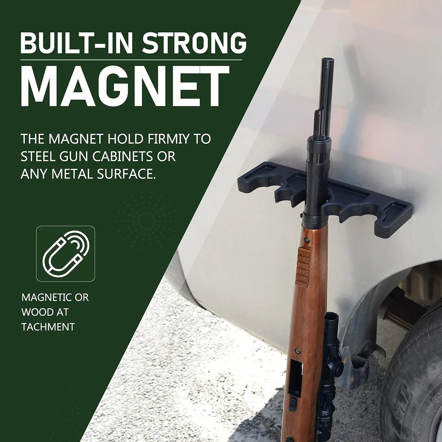 Magnetic Rifle Rack, Durable Rubber Gun Rack for Gun Storage, Magnetic Gun Holder in Gun Cabinet, Shotgun Rifle Barrel Rest Gun Safe Organizer Indoor Gun Racks