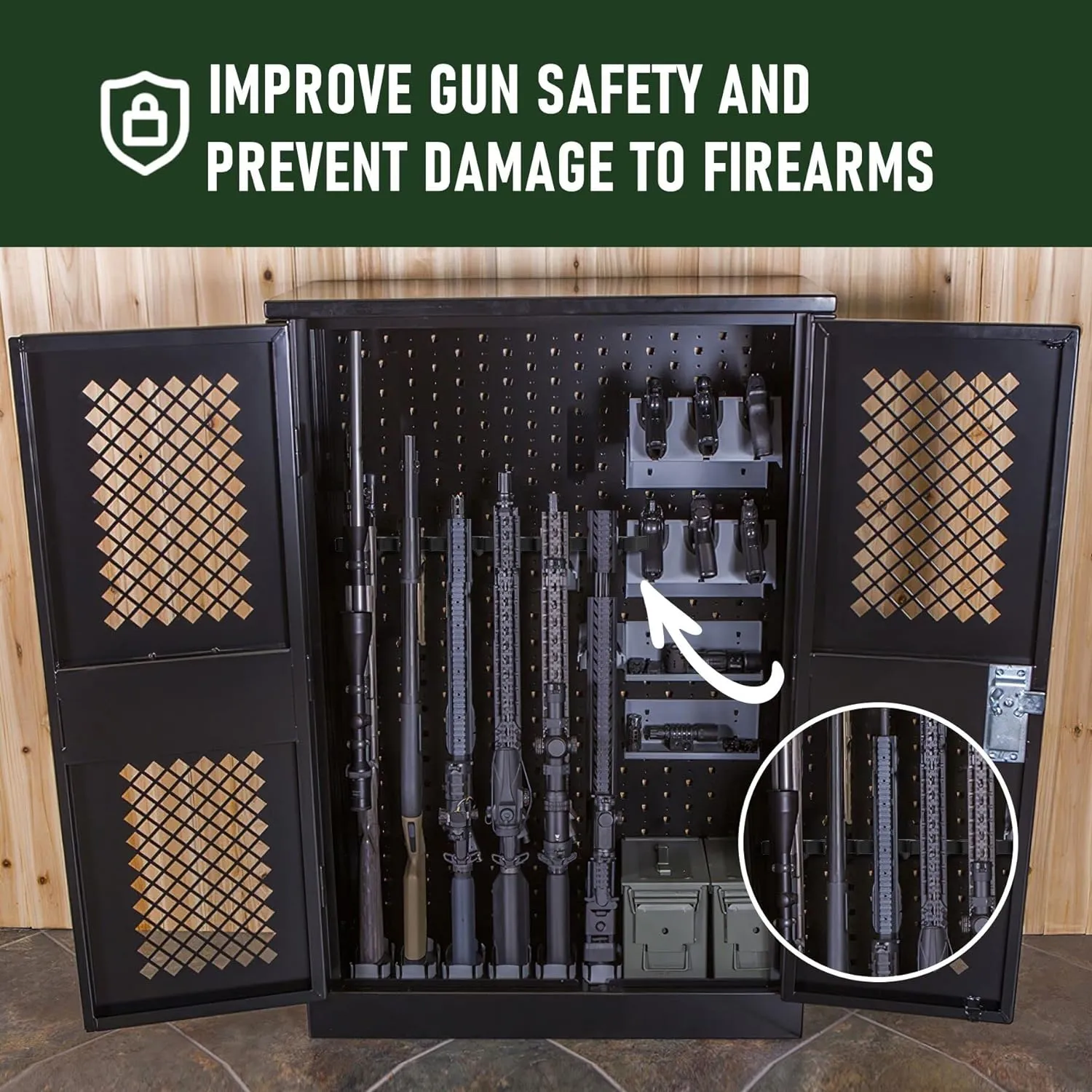 Magnetic Rifle Rack, Durable Rubber Gun Rack for Gun Storage, Magnetic Gun Holder in Gun Cabinet, Shotgun Rifle Barrel Rest Gun Safe Organizer Indoor Gun Racks