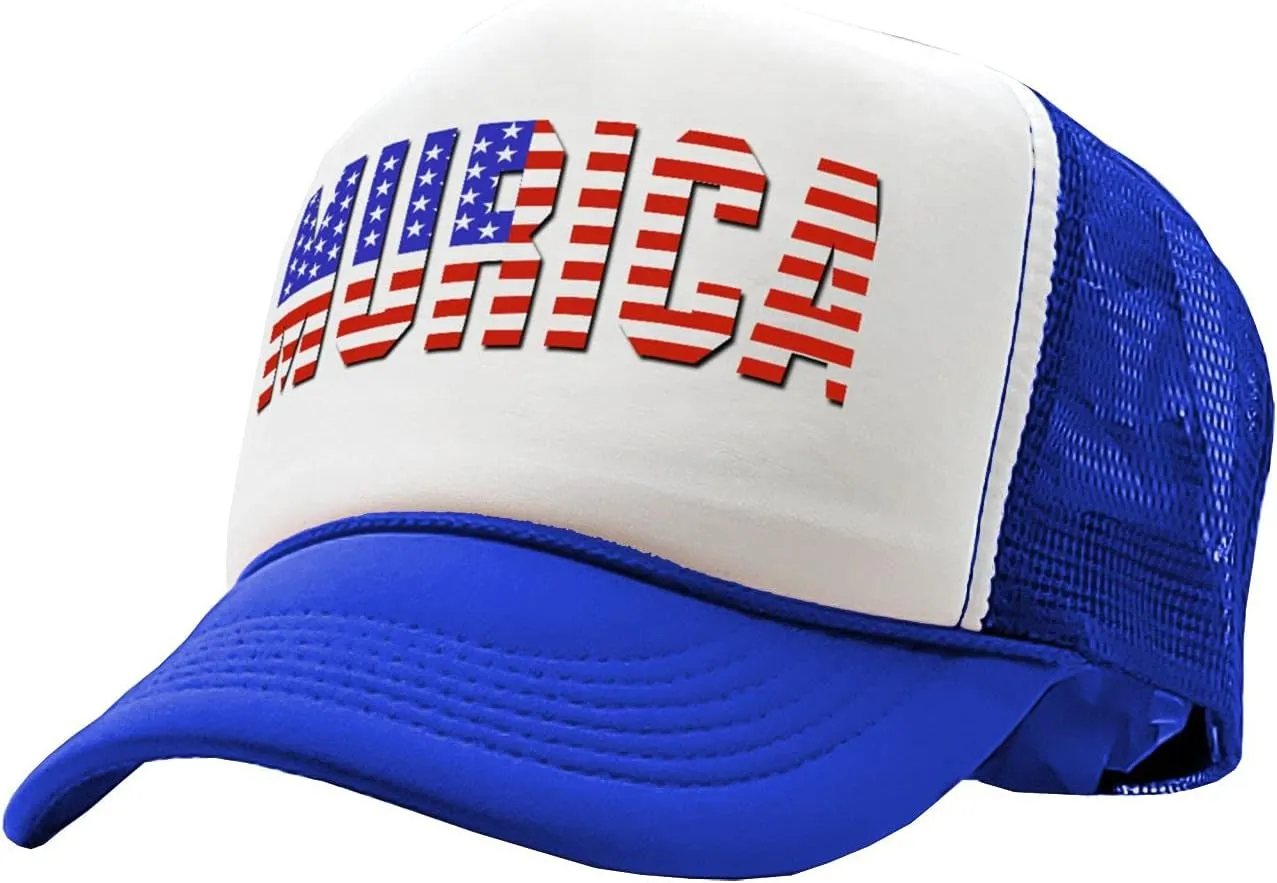 Mean Gear - Murica - Fourth of July USA America Patriot - Vintage Retro Style Trucker Cap Hat