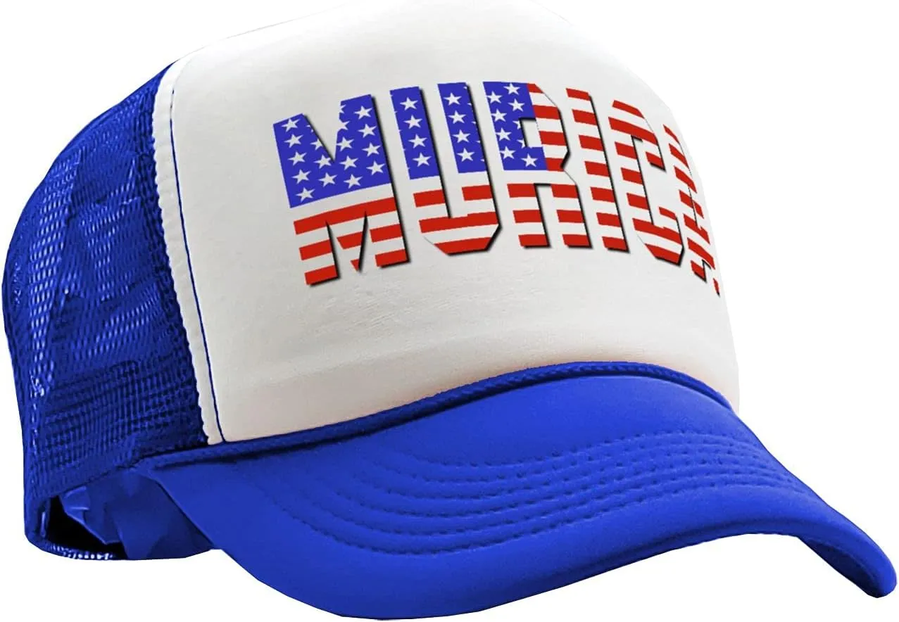 Mean Gear - Murica - Fourth of July USA America Patriot - Vintage Retro Style Trucker Cap Hat