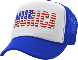 Mean Gear - Murica - Fourth of July USA America Patriot - Vintage Retro Style Trucker Cap Hat