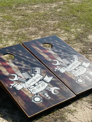 Mechanic Flag Cornhole Set With Bean Bags