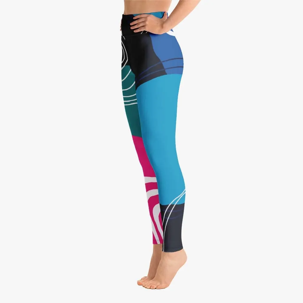 Patterned Leggings "Modernist" Blue/pink