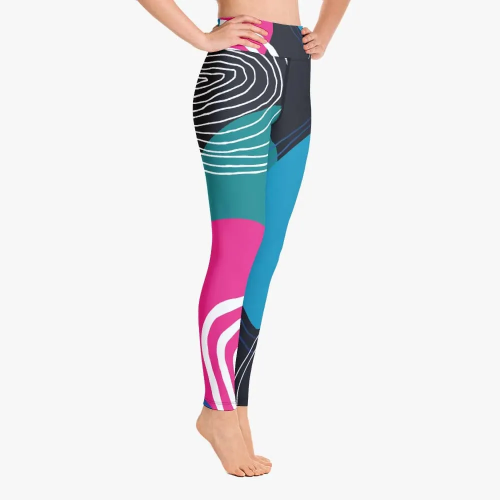 Patterned Leggings "Modernist" Blue/pink