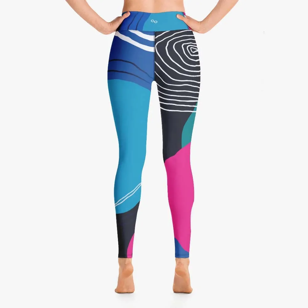 Patterned Leggings "Modernist" Blue/pink