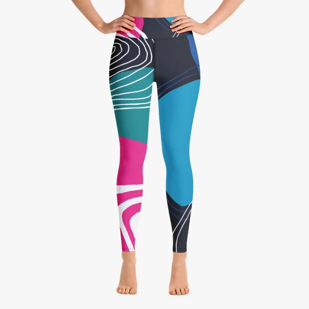 Patterned Leggings "Modernist" Blue/pink
