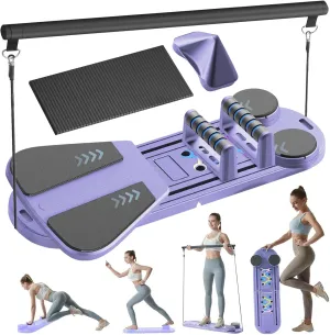 Pilates Reformer Set - Pilates Board for Home Workout, 6 in 1 Portable and Foldable Reformer Pilates Machine, Ab Roller Board, Pilates Equipment for for Core Workouts