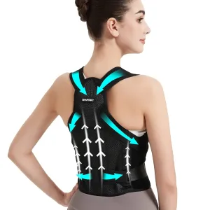 Posture Corrector for Women for Support: Back Brace for Full Back Support - Adjustable Shoulder Straightener for Women and Men (Black, Large)