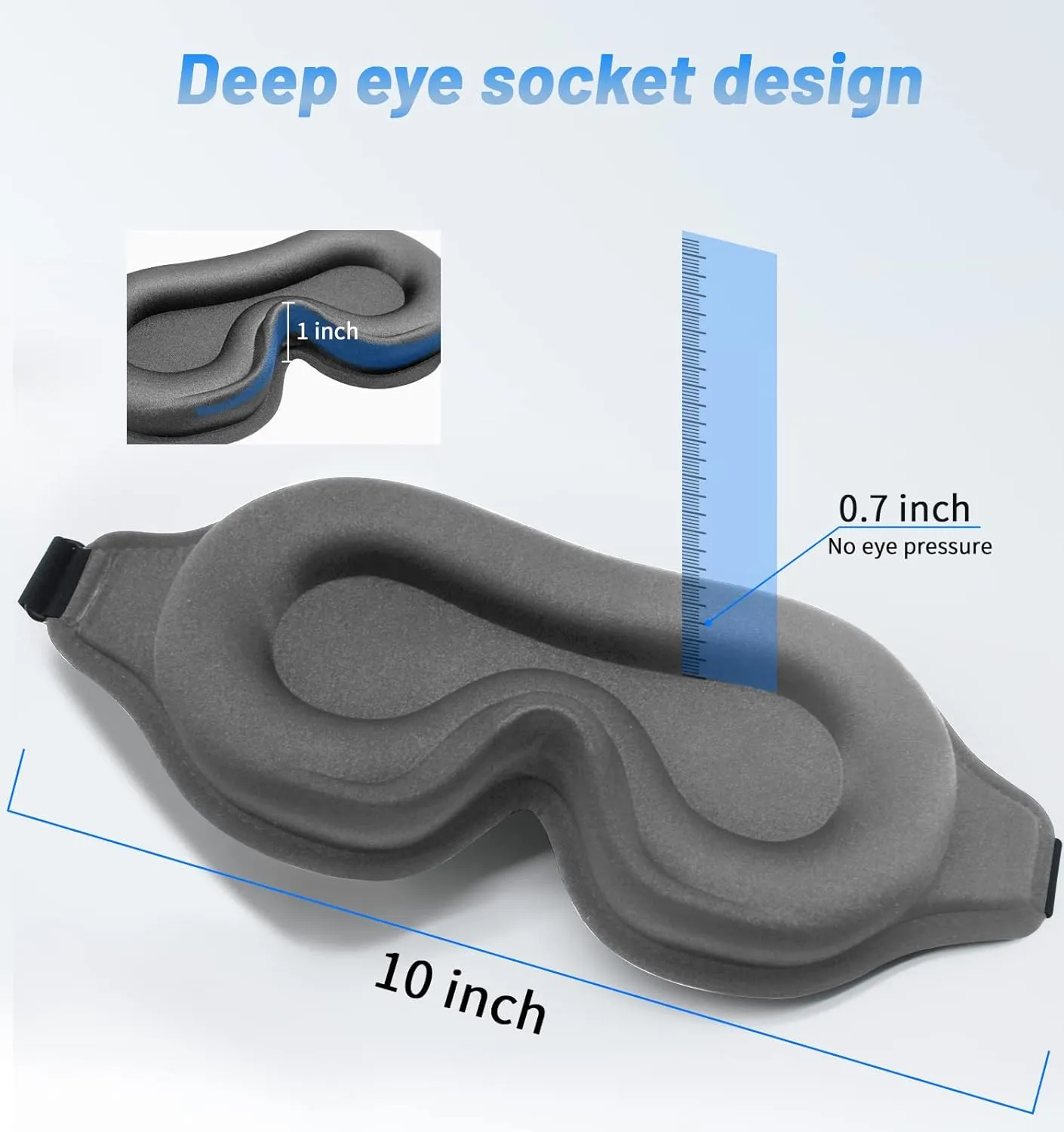 Sleep Eye Mask for Men Women, Lash Extensions 3D Sleeping Mask, Travel Blackout Night Blindfold Eye Shade Cover with Adjustable Strap (Grey-3D)