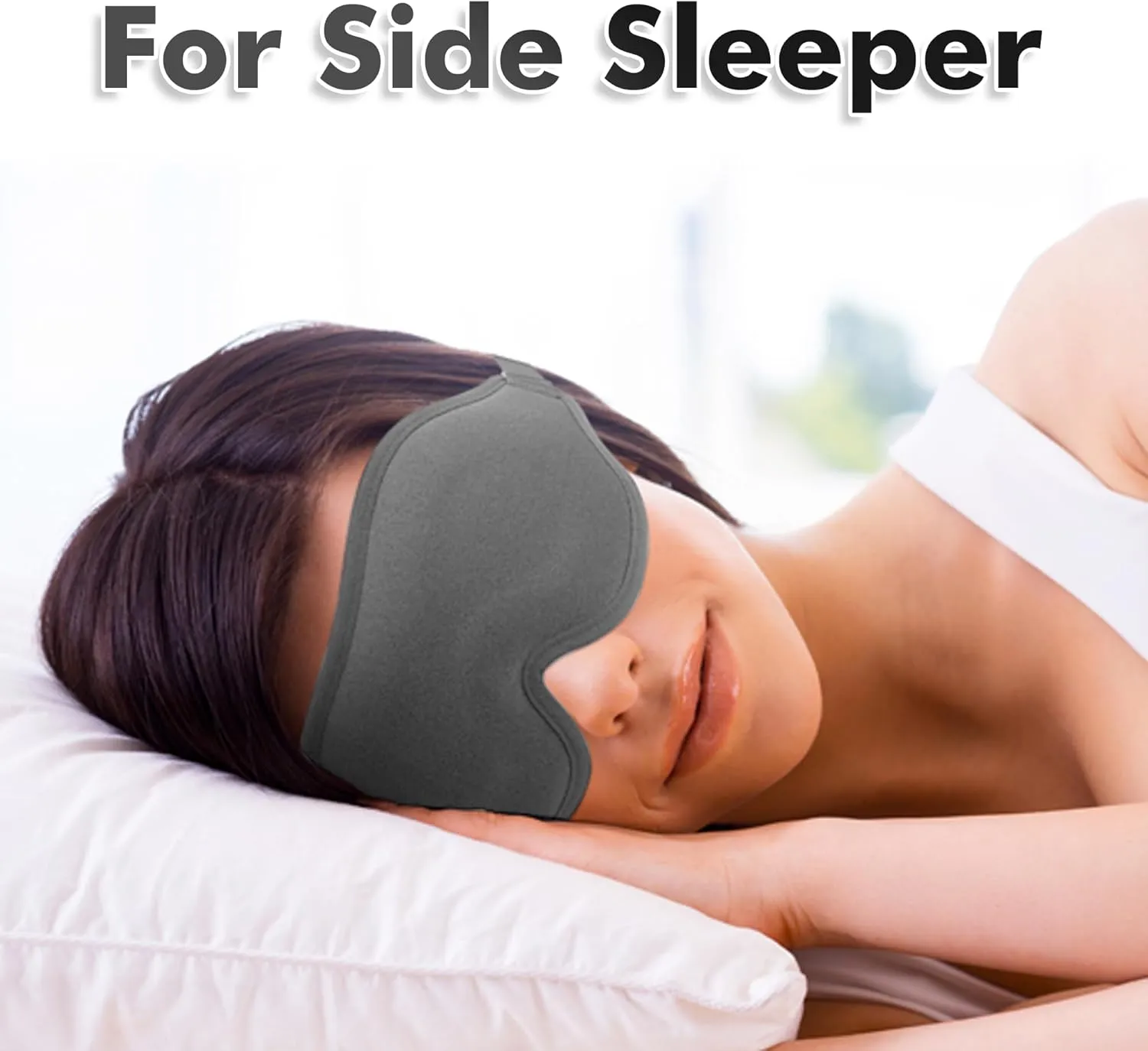Sleep Eye Mask for Men Women, Lash Extensions 3D Sleeping Mask, Travel Blackout Night Blindfold Eye Shade Cover with Adjustable Strap (Grey-3D)