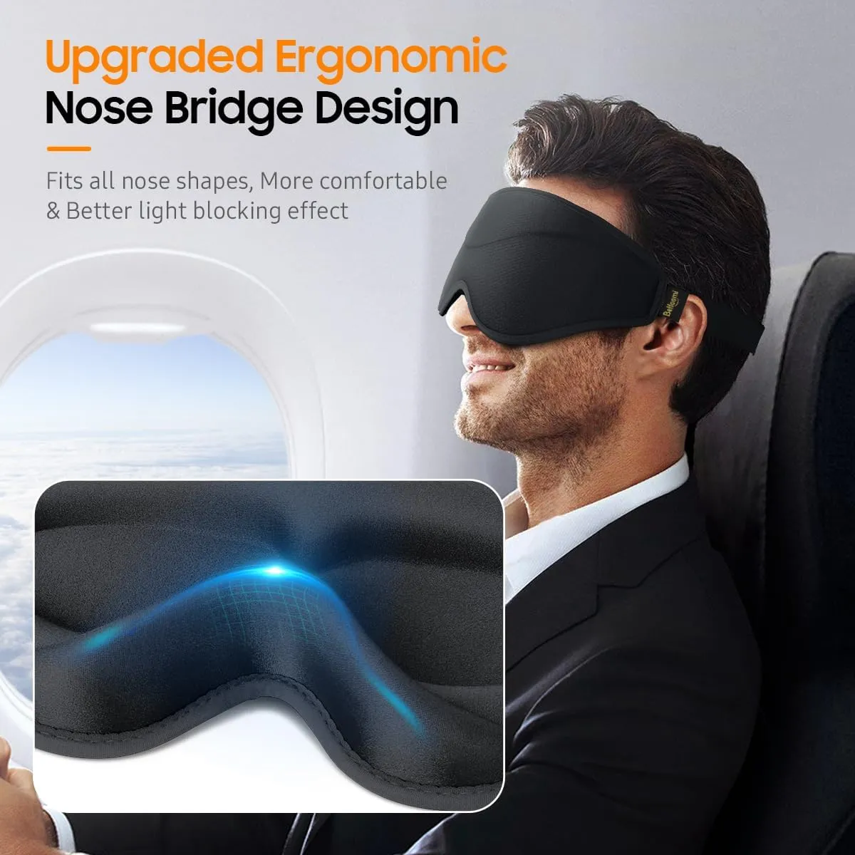 Sleep Mask, 2 Packs Premium Eye Mask for Sleeping, Total Blackout, Superior Soft Comfort, Upgraded 3D Ergonomic Designed Sleeping Mask for Home, Office, Travel, Meditation, Black & Purple
