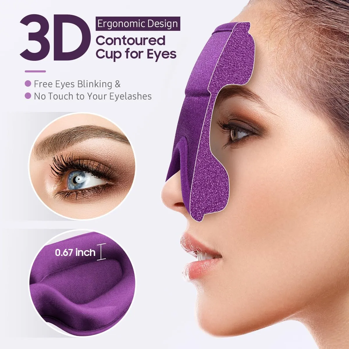 Sleep Mask, 2 Packs Premium Eye Mask for Sleeping, Total Blackout, Superior Soft Comfort, Upgraded 3D Ergonomic Designed Sleeping Mask for Home, Office, Travel, Meditation, Black & Purple