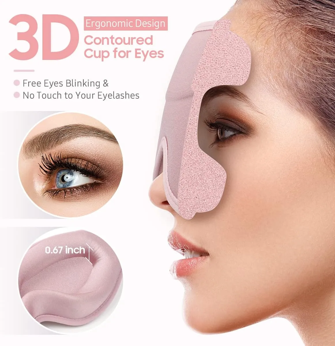 Sleep Mask, 2 Packs Premium Eye Mask for Sleeping, Total Blackout, Superior Soft Comfort, Upgraded 3D Ergonomic Designed Sleeping Mask for Home, Office, Travel, Meditation, Yoga, Black & Pink