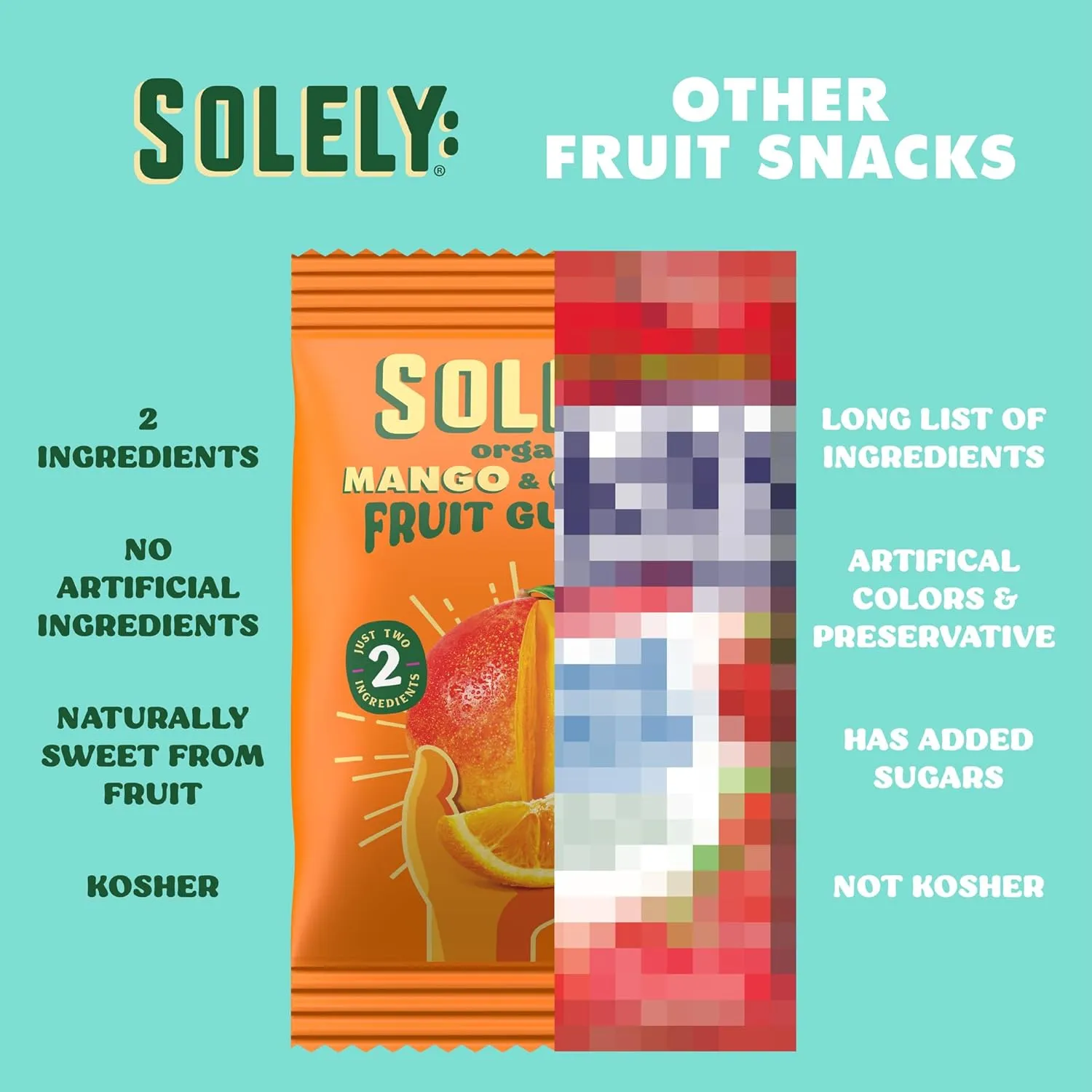SOLELY - Organic Mango & Orange Whole Fruit Gummies (Pack of 8 Boxes, 5 Bags per Box) - Real Fresh Fruit - Healthy Snacks for Adults & Kids - Non GMO, Vegan Snacks, Shelf Stable - 40 Bags (3.5 oz)