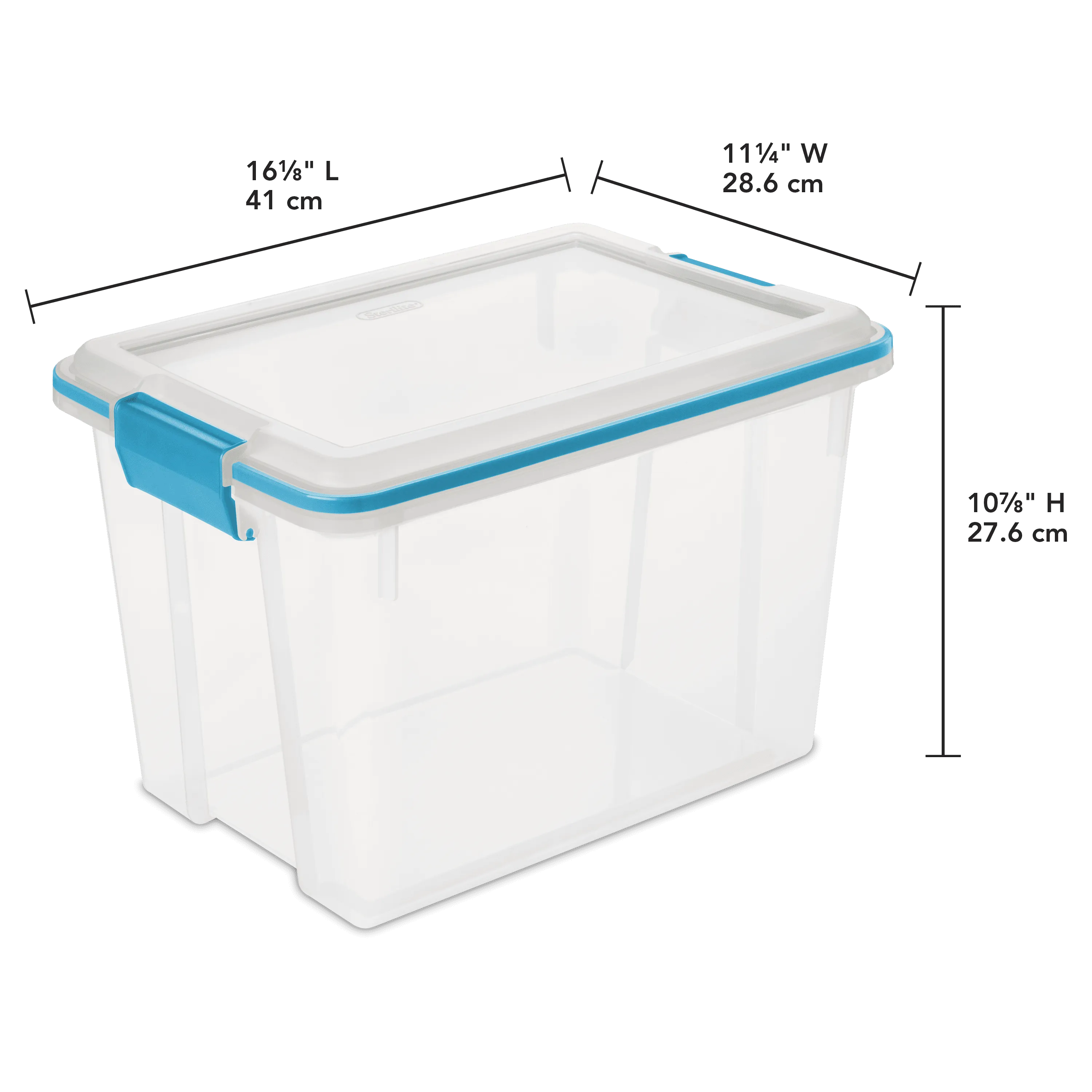 Sterilite 20 Qt. Clear Gasket Storage Box, Blue Latches with Clear Lid
