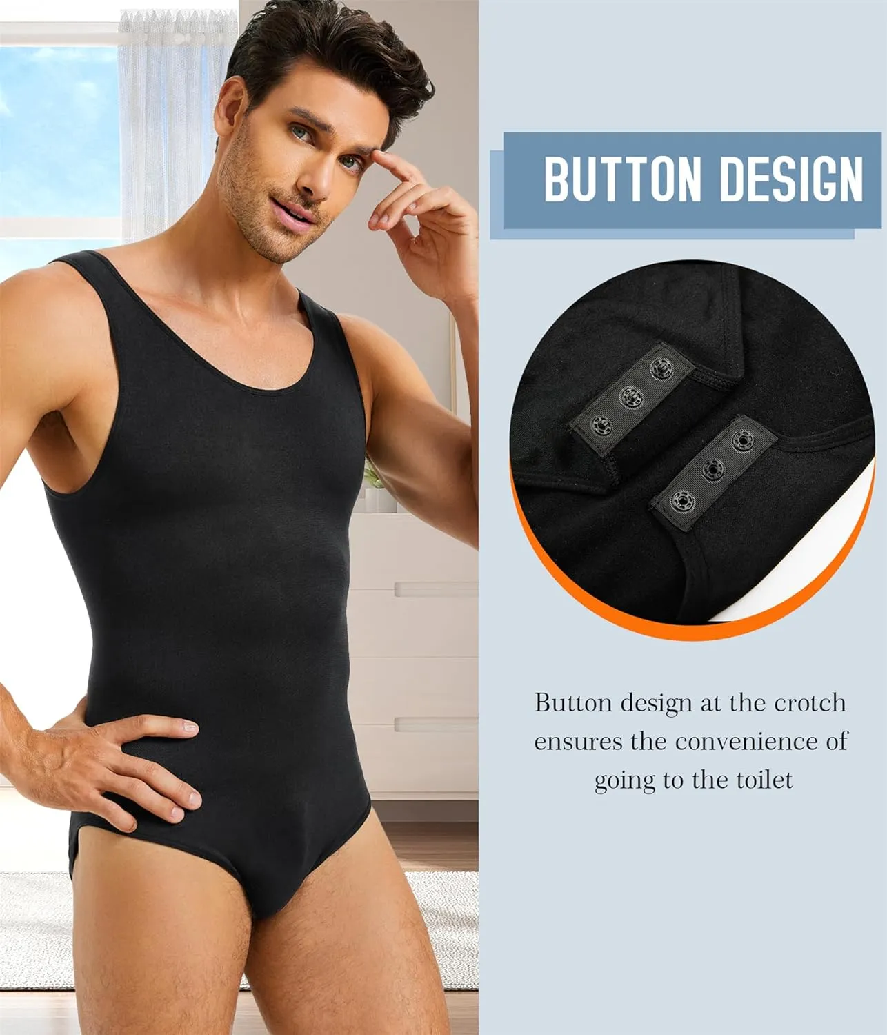 TAILONG Mens Shapewear Tummy Control Full Body Shaper Compression Slimming Bodysuit Sleeveless Undershirts Fajas Para Hombres