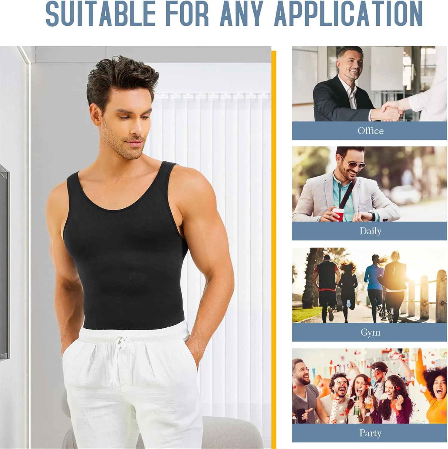 TAILONG Mens Shapewear Tummy Control Full Body Shaper Compression Slimming Bodysuit Sleeveless Undershirts Fajas Para Hombres