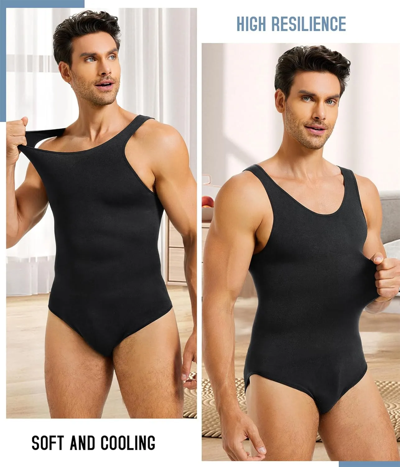 TAILONG Mens Shapewear Tummy Control Full Body Shaper Compression Slimming Bodysuit Sleeveless Undershirts Fajas Para Hombres
