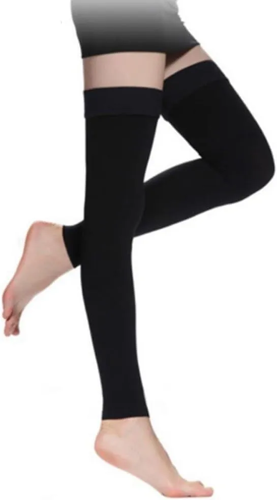 Thigh High Compression Socks, Firm Support 20-30 mmHg Gradient Compression Stockings with Silicone Band. Treatment for Runnin