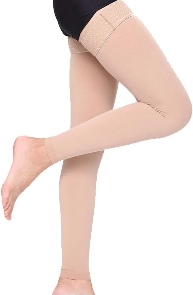 Thigh High Compression Socks, Firm Support 20-30 mmHg Gradient Compression Stockings with Silicone Band. Treatment for Runnin
