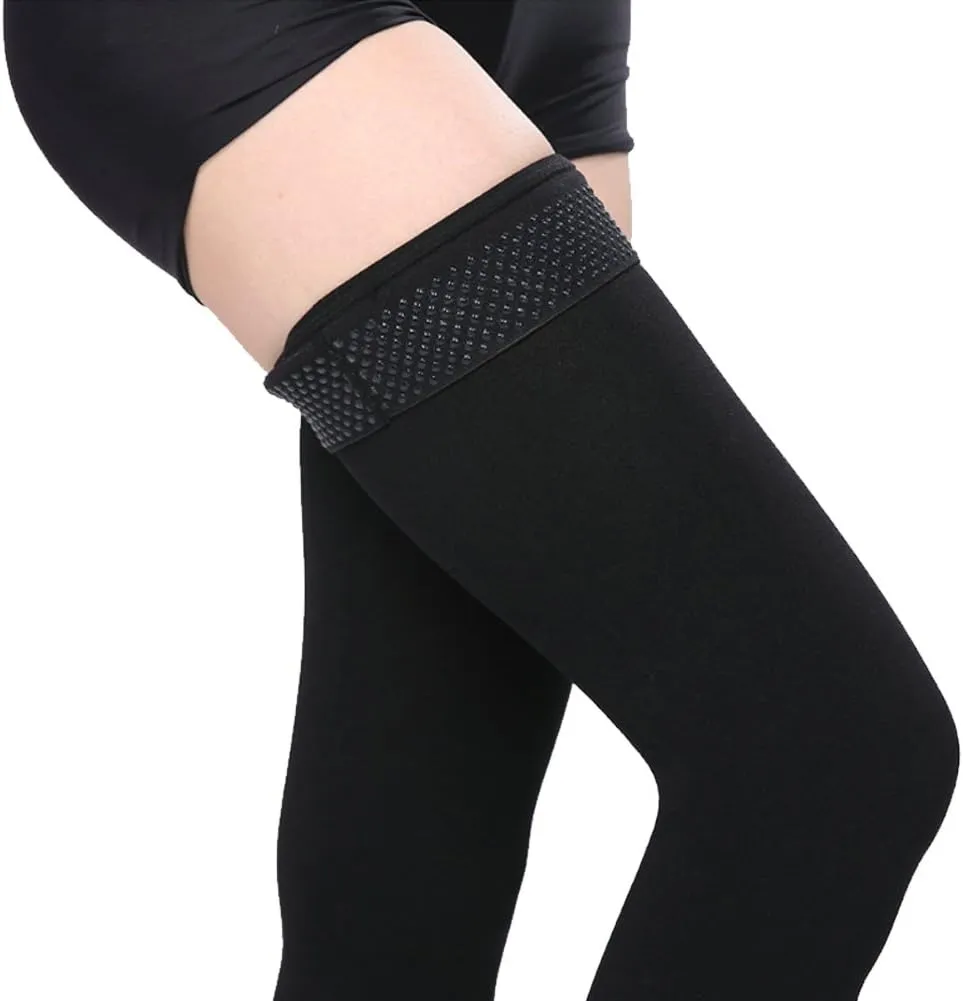 Thigh High Compression Socks, Firm Support 20-30 mmHg Gradient Compression Stockings with Silicone Band. Treatment for Runnin