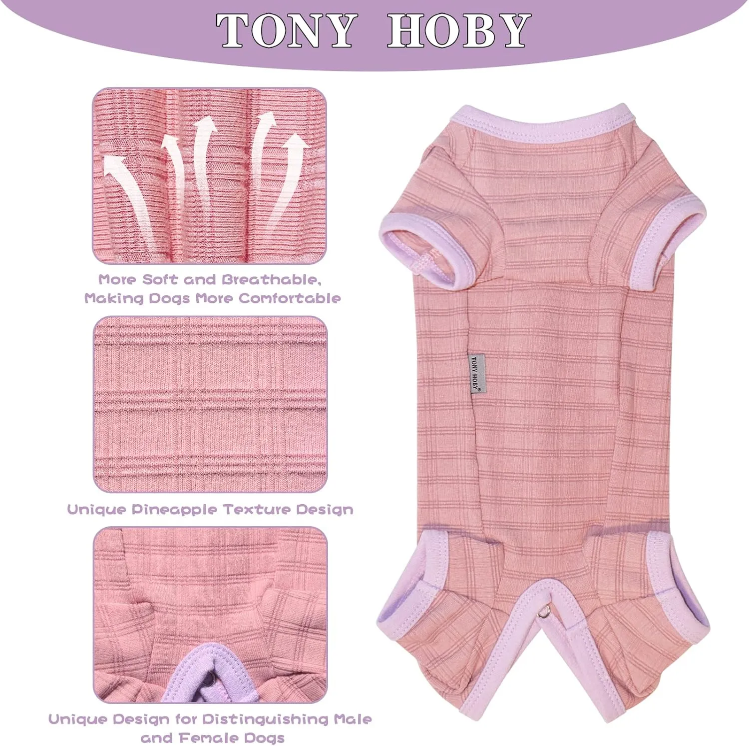TONY HOBY Dog Pajamas, Dog Jumpsuit, Dog Recovery Suit After Surgery for Small Medium Dog (Bean Pink, Girl, XL)