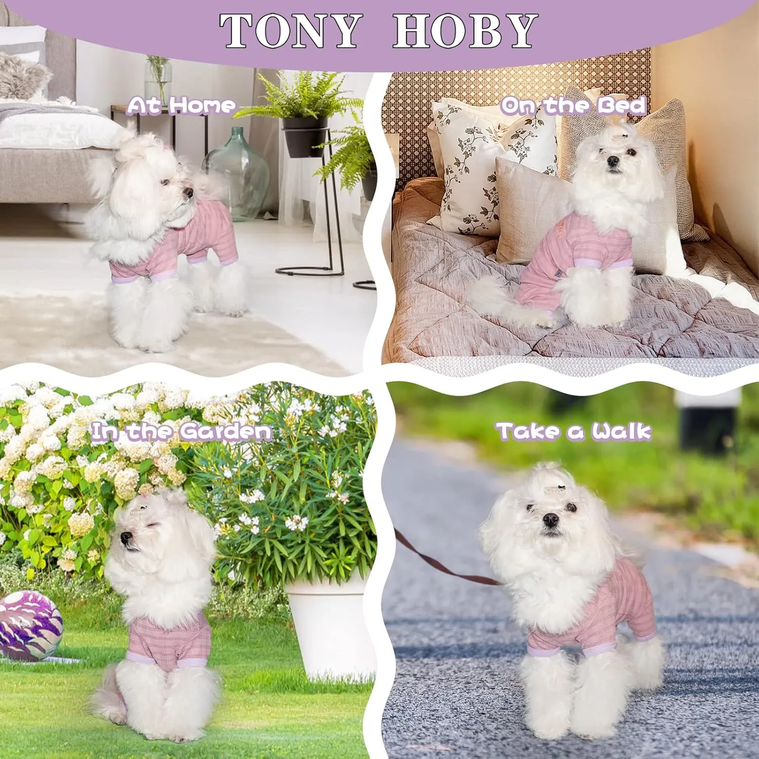 TONY HOBY Dog Pajamas, Dog Jumpsuit, Dog Recovery Suit After Surgery for Small Medium Dog (Bean Pink, Girl, XL)
