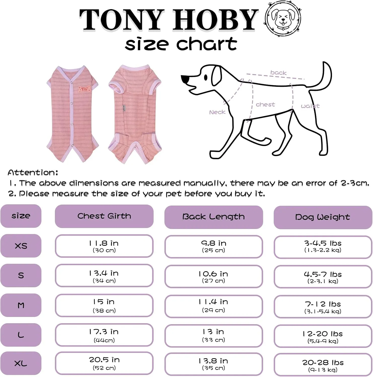 TONY HOBY Dog Pajamas, Dog Jumpsuit, Dog Recovery Suit After Surgery for Small Medium Dog (Bean Pink, Girl, XL)