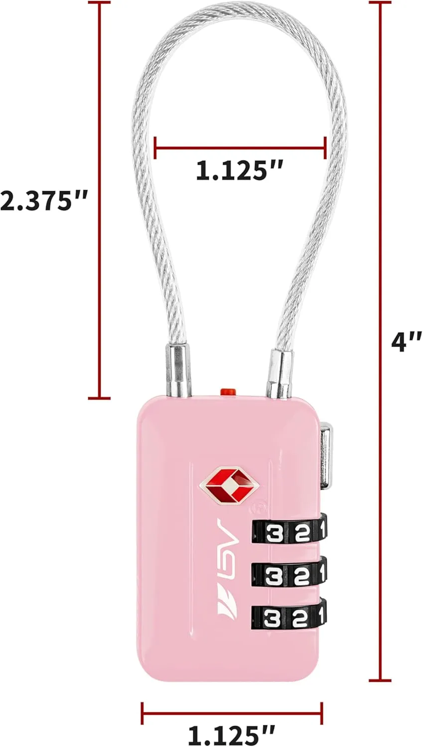 TSA Accepted Luggage Travel Lock, Set-Your-Own Combination Lock for School Gym Locker, Luggage Suitcase Baggage Locks, Filing Cabinets, Toolbox, Case (Pink, 1 Pack)
