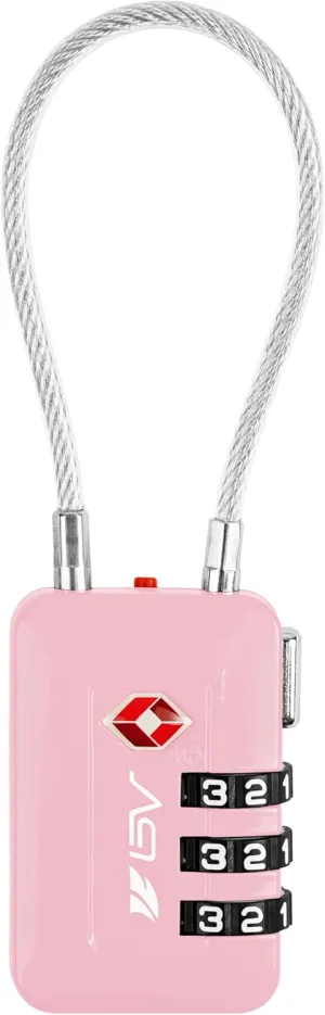 TSA Accepted Luggage Travel Lock, Set-Your-Own Combination Lock for School Gym Locker, Luggage Suitcase Baggage Locks, Filing Cabinets, Toolbox, Case (Pink, 1 Pack)
