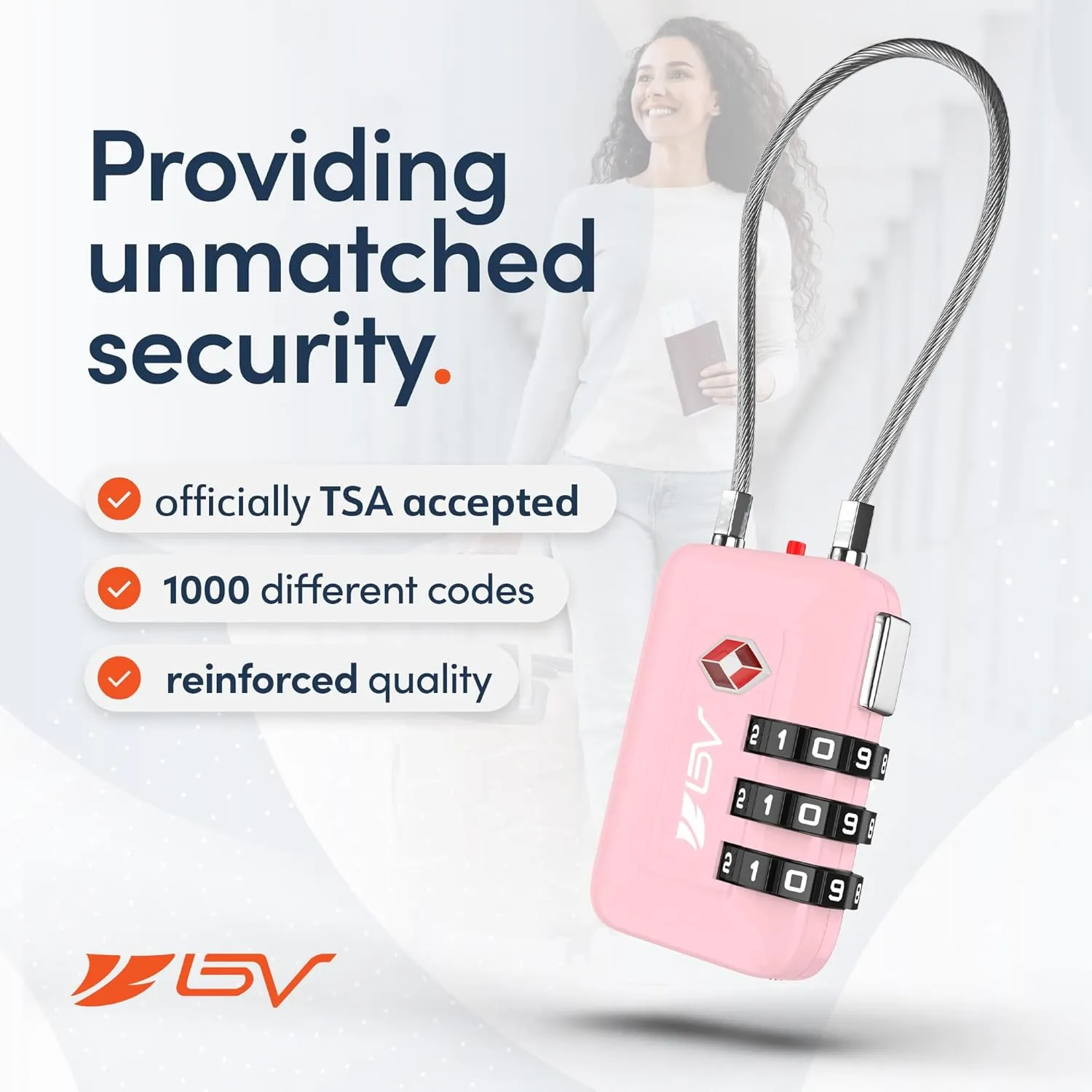 TSA Accepted Luggage Travel Lock, Set-Your-Own Combination Lock for School Gym Locker, Luggage Suitcase Baggage Locks, Filing Cabinets, Toolbox, Case (Pink, 1 Pack)
